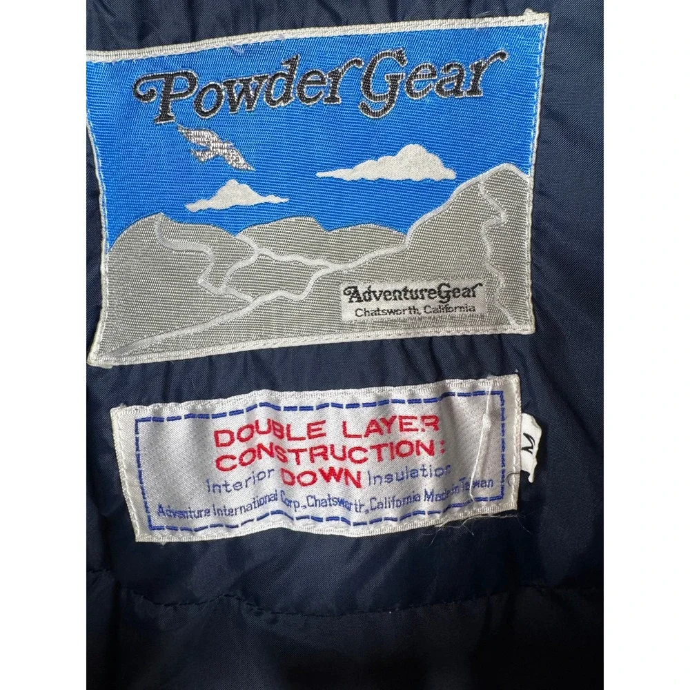 Vintage‎ 80s Powder Gear AdventureGear Down Puffer Vest Men's Size M Gray & Navy